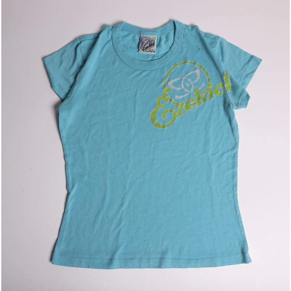 Ezekiel Womens Graphic Tee Light Blue Short Sleeve California Surf Skate Size M